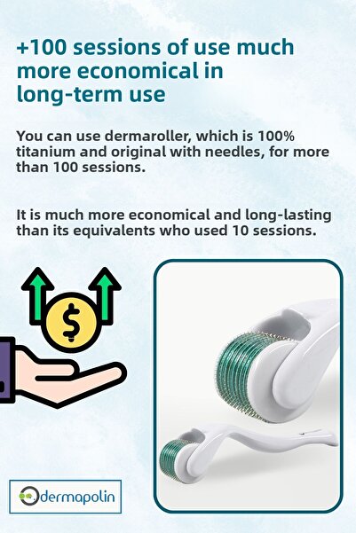 Dermapolin Original 100% Titanium 1.00 mm 540 Needles 100 Uses Anti Allergic Skin Care Dermaroller