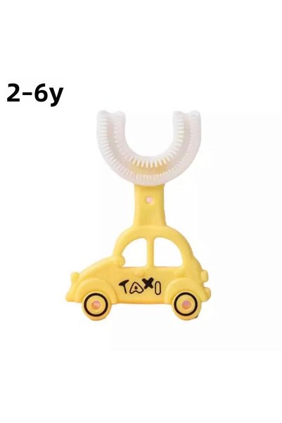 DANİNO BABY فرشاة أسنان للأطفال على شكل حرف U تدور 360 درجة، فرشاة مثالية للأطفال مع شكل سيارة