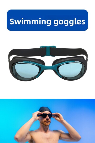 EpiRelax نظارات السباحة - نظارات بروفيسور باللونين الأسود والأزرق مع زجاج شفا...