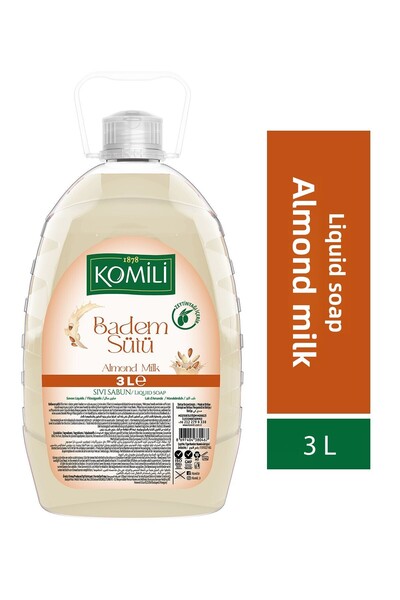 Komili صابون سائل 3 لتر - تصميم اللوز والحليب