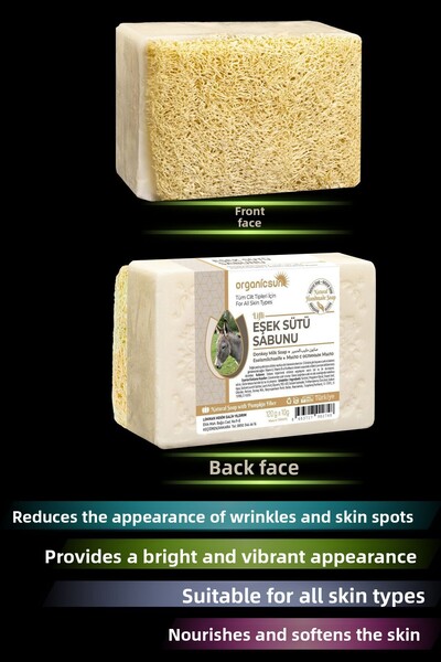 Organicsun صابون حليب الحمار من ألياف اليقطين الطبيعية 120 جرام مضاد للتجاعيد...