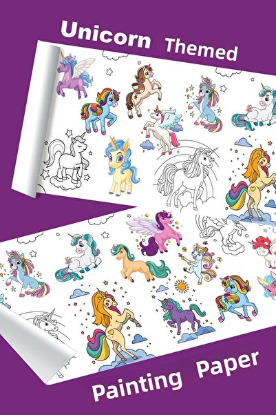 metafortoys لفة نشاط ورقية بطول 2.5 متر من ورق الرسم العملاق بطابع وحيد القرن