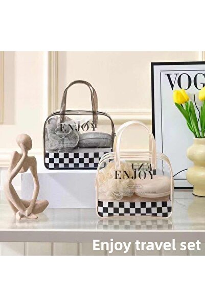 ARVALE Enjoy Travel Bathroom Set Bag | Organizer for Shower Loofah, Comb, Soap Dish and Makeup Box