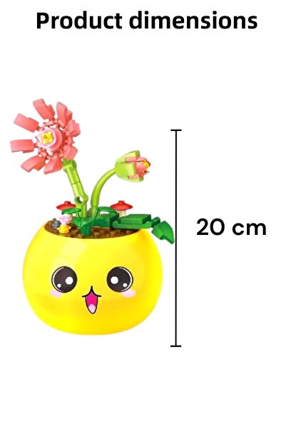 YILDIRIM OYUNCAK Micro Block Flowers in a Pot 63 Piece Building Block - Mini Block Set with Decorative Pots Lego Flower Emoji