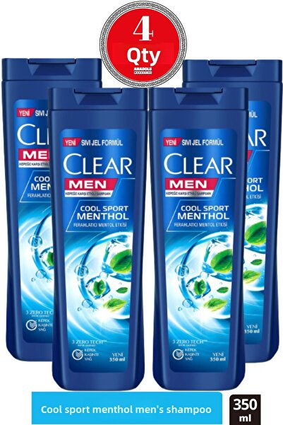 Clear شامبو منعش من كول سبورت مينثول - فعال ضد القشرة، 350 مل، 4 قطع