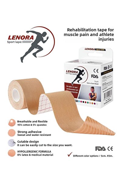 LENORA شريط رياضي سينسيولوجي للألم بطول 5 أمتار × 5 سم