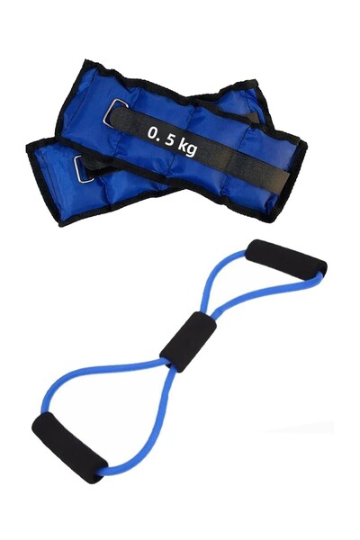 Jet Set de Pilates cu tuburi din cauciuc pentru exerciții de rezistență și sac de nisip cu greutate de 0,5 kg pentru mâini, picioare și încheietura mâinii