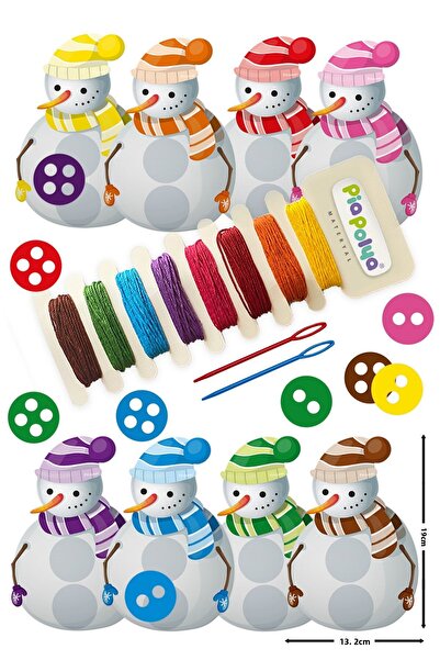 piapolya نشاط زر رجل الثلج - 2 إبرة بلاستيكية، نشاط تطوير الإصبع، لعبة كرتونية