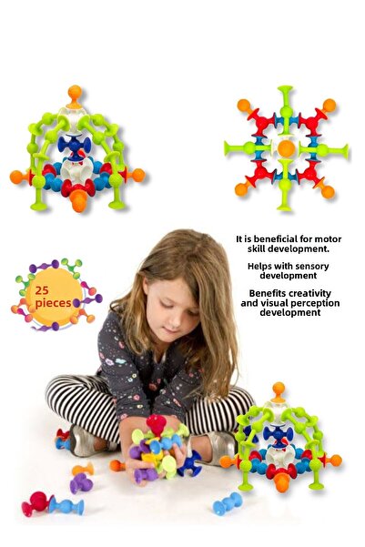 SHOPİST Vacuum Molecule 25 Pieces Building Blocks Fidget Sensory Educational Toy Squigz Lego