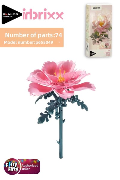 Vagonlife Panlos Inbrixx Series Decorative and Collectible Peony Flower Model 74 Piece Building Set -Ffp655049