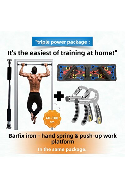 Raicon 60-100 cm Chin up Bar, Push up Platform Board and Adjustable Hand Spring
