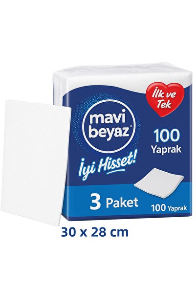 Mavi beyaz Large Size Luxury Square Service Napkin 100 Sheets 3 Pack Uv Steri...