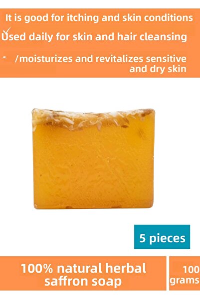 Wintoup صابون الزعفران الطبيعي النقي 100% - 5 قطع للاستخدام للشعر والبشرة والجسم