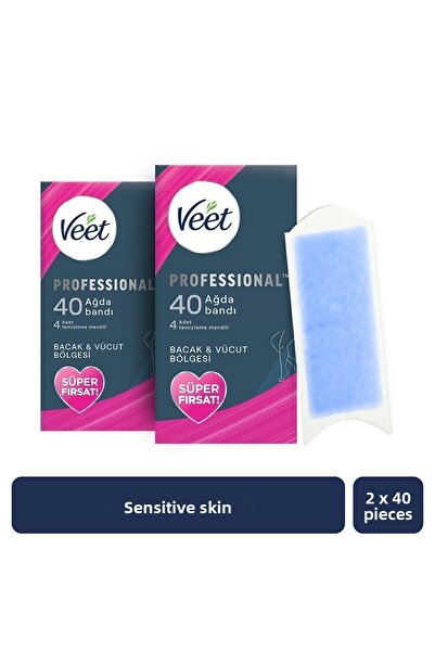 Veet Professional Waxing Strip for Sensitive Skin Leg & Body Area Super Deal 80 Pieces (40X2)