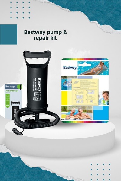 BESTWAY 29 см ръчна помпа за надуваема лодка и матрак - лепилен пластир за ремонт на басейни