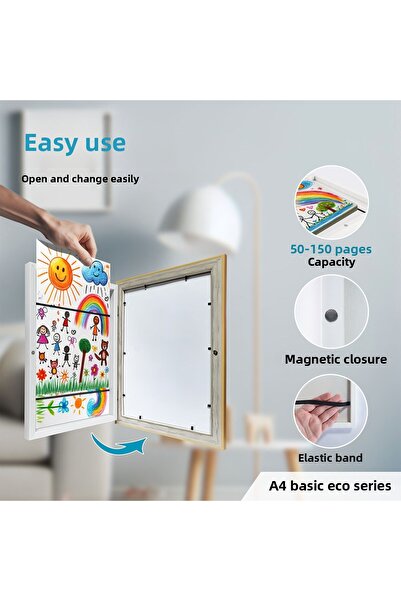 Premiore A4 Children's Art Painting Frame Folding Storage Picture Easy to Change Magnetic Foldable