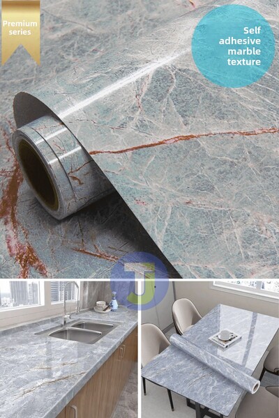 Technojet Self-Adhesive Marble Pattern Foil Kitchen Bathroom Countertop Wall Covering 60Cmx100Cm