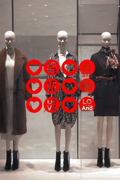 New Jargon 12 autocolante inimioare de 60 cm cu dragoste scrisa în interior p...