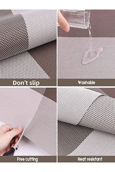 HerŞey Marketing American Service Presentation Mat 4 Pieces Grey Non-Slip Heat Resistant Stain Resistant Washable Pvc 45 X 30