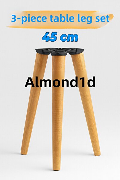 Badem10 Brown 45 cm 3-Piece Coffee Table Leg Set Painted Natural Wood Bohemian Cylinder Furniture Legs Coffee Table Table