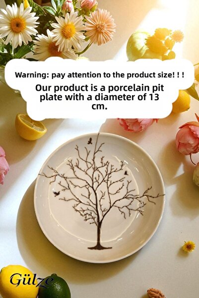 GÜLZE 6 Pieces Porcelain Snack Bowl-Present Bowl-Delight Bowl-Breakfast Bowl-Treats with Tree of Life Motif (13 cm Diameter)