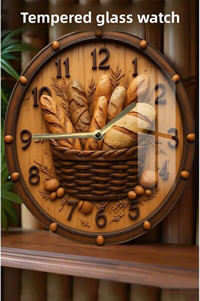 kutuTR Add Aesthetic to Your Kitchen Decor! 3D Look Tempered Glass Watch – 33 cm Csdw153