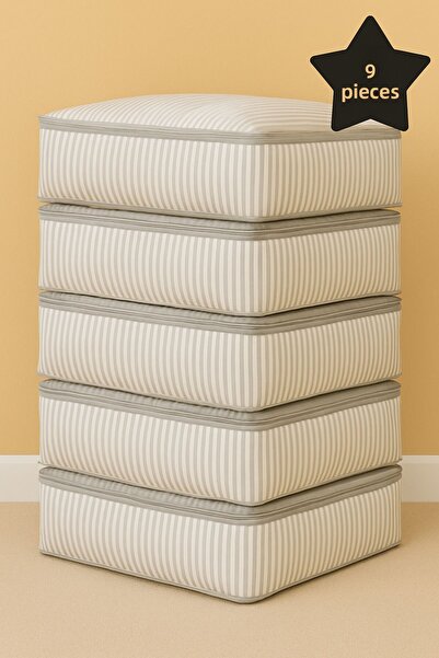 YELLOW STARY HOME DECOR مجموعة من 6 أريكة سرير مخططة متعرجة باللون الرمادي وق...