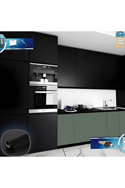 Rabadon Self Adhesive Matte Black Kitchen Bathroom Cabinet Countertop Table C...