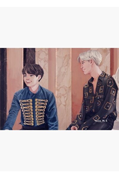 Universal Διακοσμητική Ξύλινη Αφίσα Σούγκα και Τζίμιν με ζωγραφική εικονογράφ...