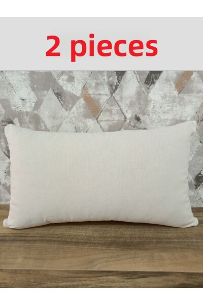 fabricorg 42 Thread Raw Cloth Suitable for Punch Natural Beige Color Throw Pillow Cover (50X30 CM) 2 Pieces