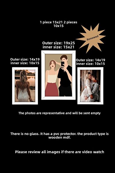 yhfoto 1 Pieces 15X21 and 2 Pieces 10X15 Glassless Pvc Frames - A5 and A6 Frames