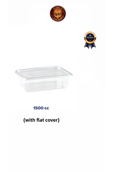figanlar ambalaj 1500Cc Flat Lid Leak Proof Plastic Container with Self Deep Lid 50Pcs
