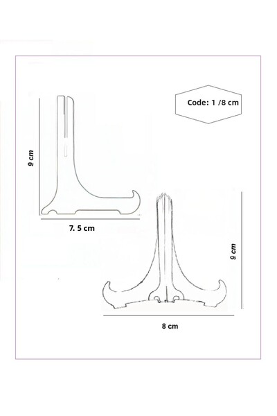Moda Hayal 10 Pieces 8 cm Frame and Plate Display Stand Set Transparent Plexiglass