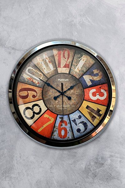 Kasva Concept ساعة حائط ريترو معدنية من الكروم مقاس 40 سم