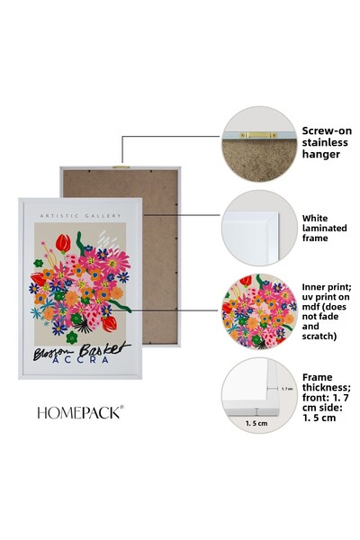 HOMEPACK Set de pictură din 3 piese cu cadru laminat alb Hpn093