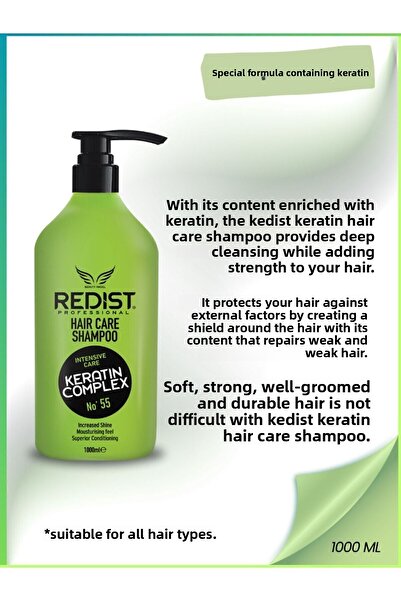 Redist Șampon cu Keratină – Îngrijire reparatorie pentru păr deteriorat – 1000 ml