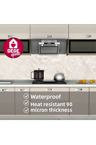 DEGE HOME ورق لاصق بنمط رخامي بين أسطح المطبخ باللون الوردي مقاس 65 × 200 سم