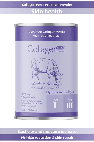 Collagen Forte Platinum كولاجين طبيعي نقي 100%، 500 جرام، 50 حصة