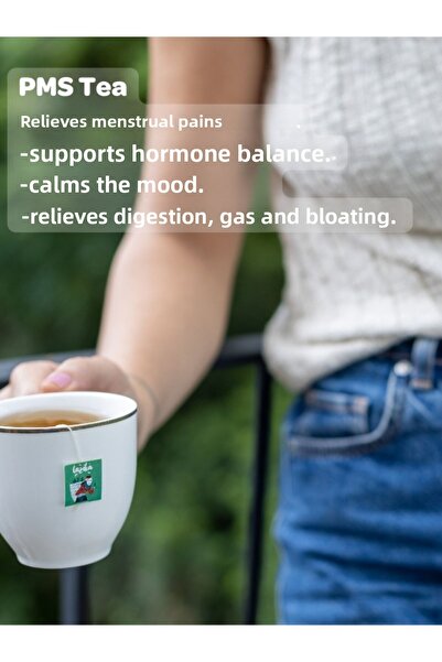 LAZİKA شاي PMS - شاي مهدئ للدورة الشهرية للنساء، يدعم فترة الحيض بالأعشاب، 20 كيس بلاستيكي