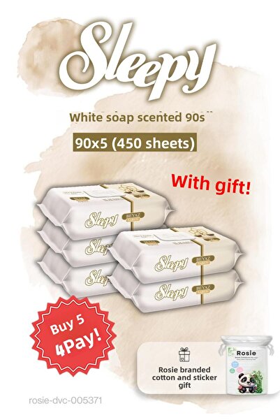 Sleepy اشتري 5 واحصل على 4 مناشف مبللة معطرة بالصابون الأبيض 90s وروزي