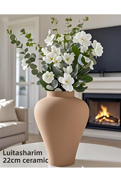 Lui Tasarım Ceramic Cube Vase Cardboard Color 24 cm Decoration Modern Minimal...