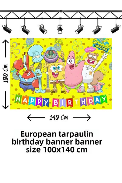 snowparty Πανό γενεθλίων με θέμα τον Μπομπ Σφουγγαράκη και τον Πάτρικ Σκεϊρ