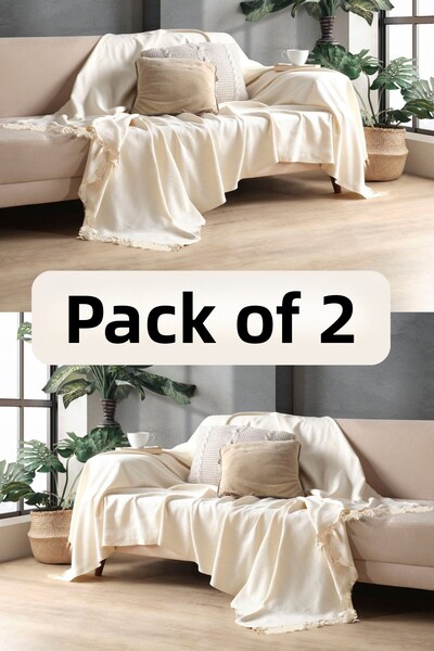 Miracolo Home Комплект декоративни калъфи за диван от памук цвят екрю 170x230...