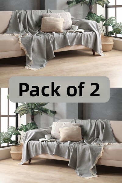 Miracolo Home طقم غطاء أريكة مزخرف من القطن باللون الرمادي مقاس 170 × 230 بتص...