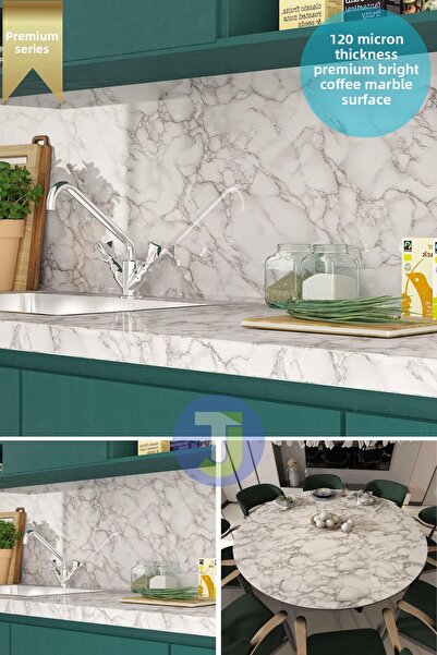 Technojet Self-Adhesive Marble Pattern Foil Kitchen Bathroom Countertop Wall Covering 60Cmx100Cm