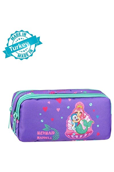 GENC DIJITAL BASKI Husă pentru creion cu 2 buzunare cu model sirenă liliac