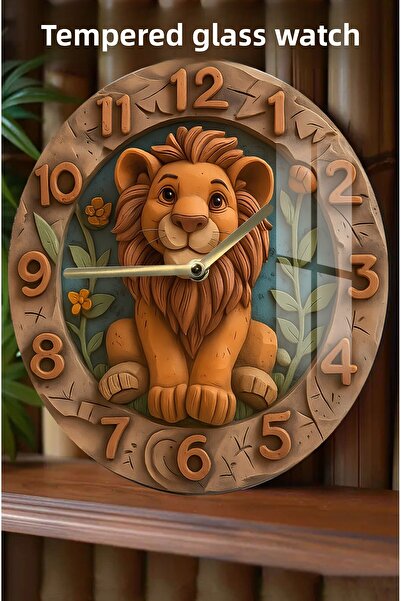 kutuTR Cute Lion Pattern Design 3D Look Tempered Glass Watch – 33 cm Csdw164