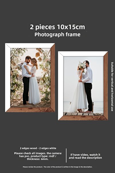 Bytwo 2 bucăți 10x15 Cadru - Cadru MDF - Ramă foto - Lemn - Cadru alb 2 culori