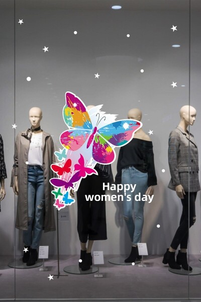 MIGNATIS Autocolant pentru vitrină din sticlă cu text de reducere pentru Ziua...