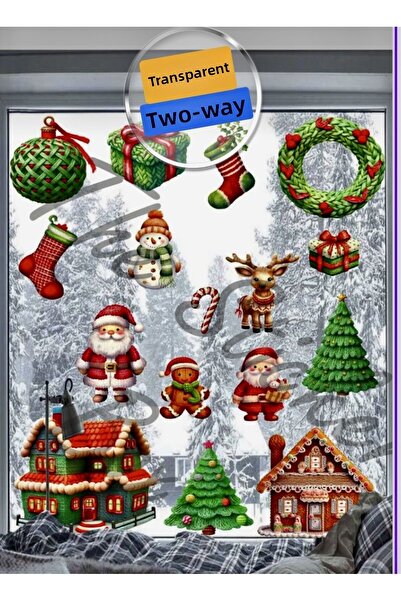 Think And Print Διαφανές αυτοκόλλητο διπλής όψης για γυαλί Χριστουγεννιάτικο ...